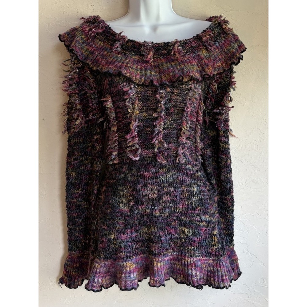 Vintage Y2K Bacci Ruffle Sweater M Whimsigoth Boho Romantic Bell Fairy Grunge